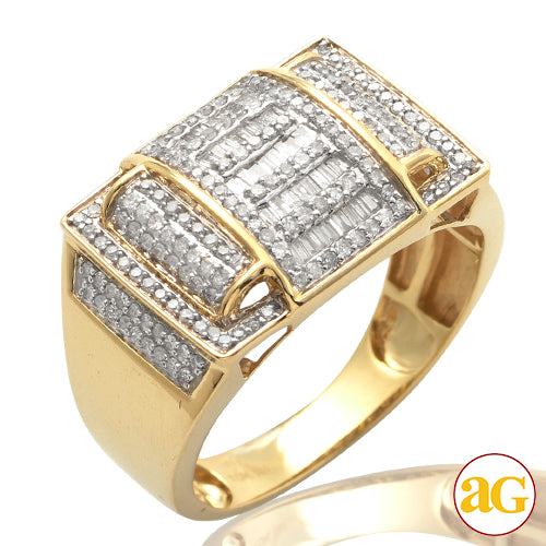 10KY 0.75 CTW BAQUETTE DIAMOND MEN'S RING