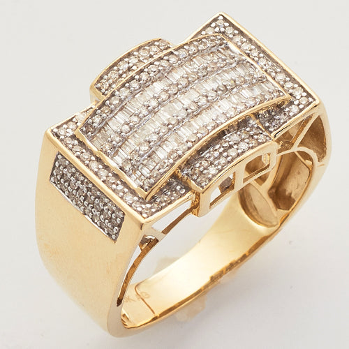 10KY 0.85 CTW BAQUETTE DIAMOND MEN'S RING