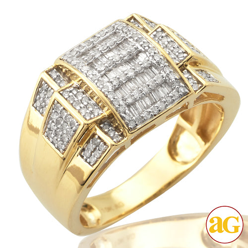 10KY 0.65 CTW BAQUETTE DIAMOND MEN'S RING