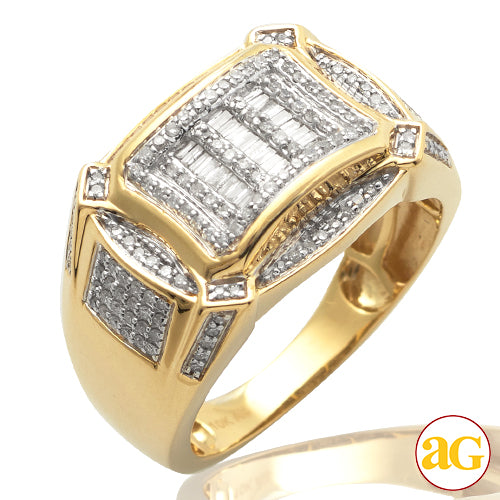 10KY 0.60 CTW BAGUETTE DIAMOND MEN'S RING