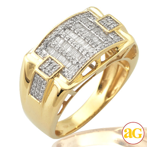 10KY 0.60 CTW BAQUETTE DIAMOND MEN'S RING