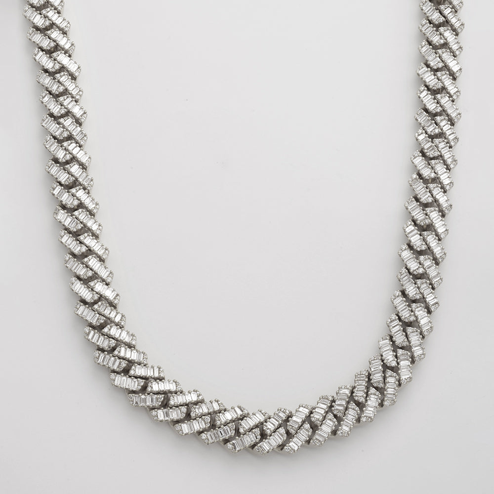 14KW 28.20CTW BAGUETTE DIAMOND SQUARE CUBAN