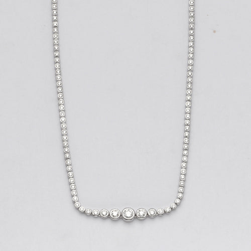 14KW 4.10CTW DIAMOND BEZEL SET GRADUATED TENNIS