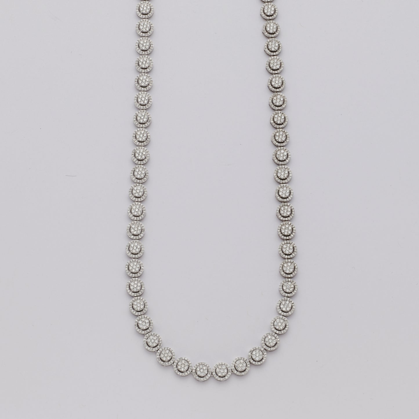 14KW 9.50CTW DIAMOND ROUND CLUSTER NECKLACE