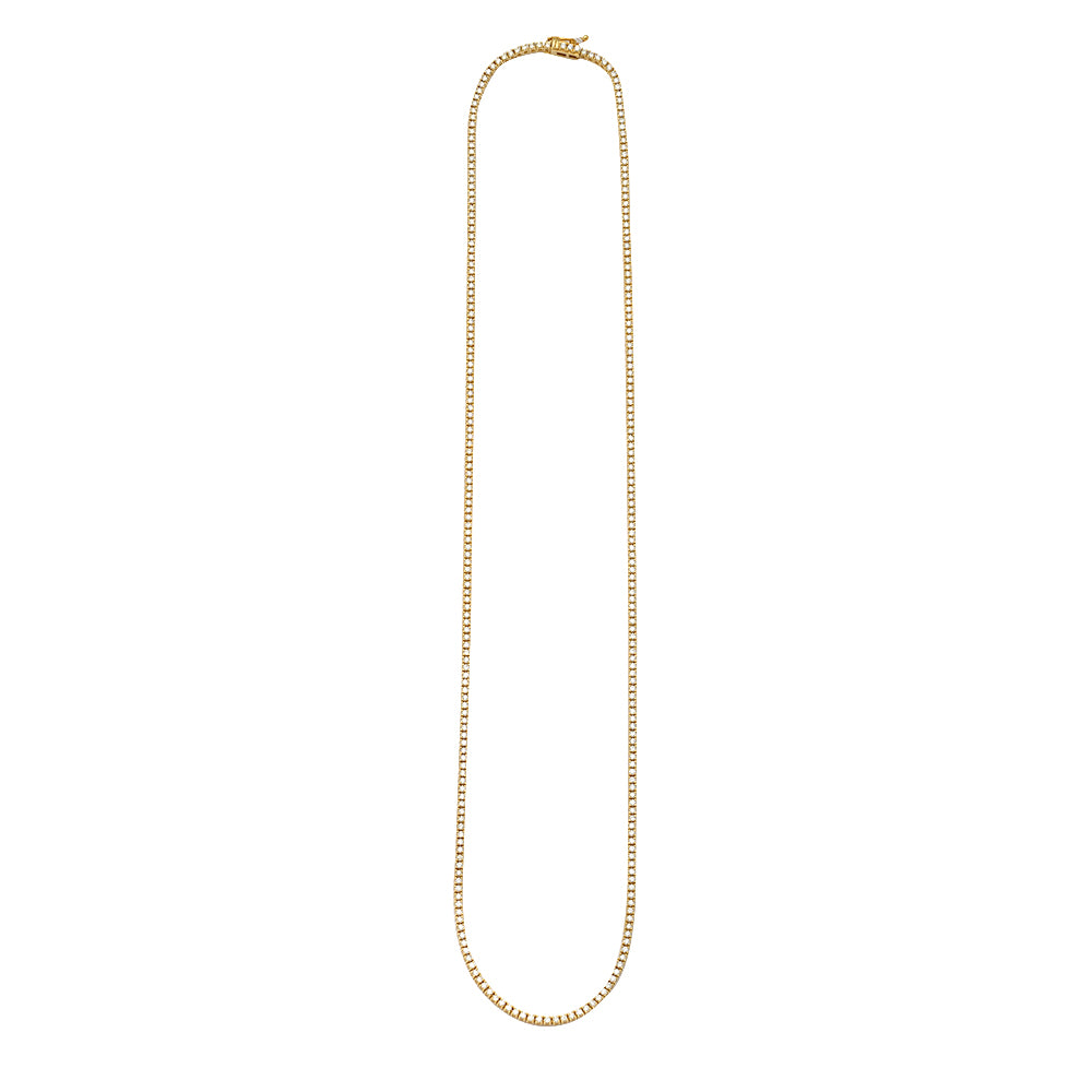 14KY 3.90CTW DIAMOND 4-PRONG TENNIS NECKLACE