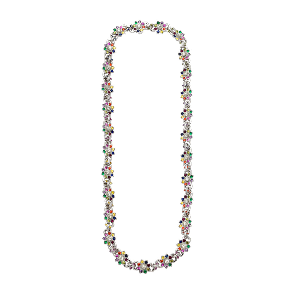 10KW 30.08CTW DIAMOND AND SYNTH SAPPHIRE FLOWER