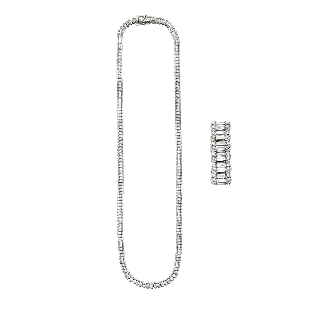 10KW 7.75CTW BAGUETTE DIAMOND NECKLACE W/ TRINGLE
