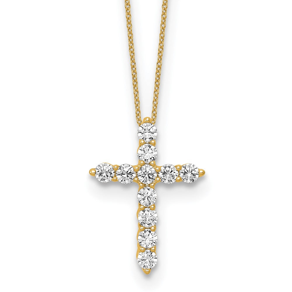 10k 3/4ct Lab Grown Diamond VS/SI+ G+ Comp 18in Cross Pendant Necklace