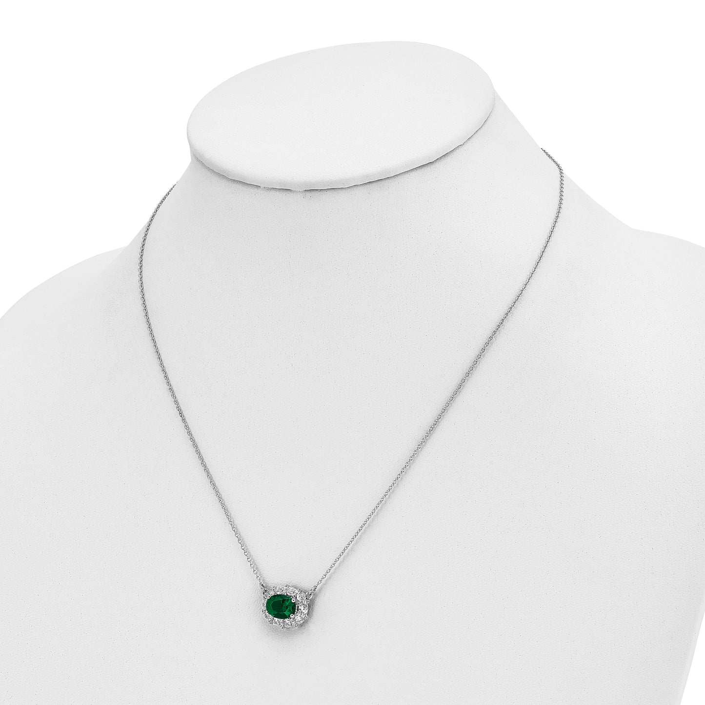 14kw 1ct Lab Grown Diamond VS/SI+ G+ & Cr Emerald Comp 18in Necklace