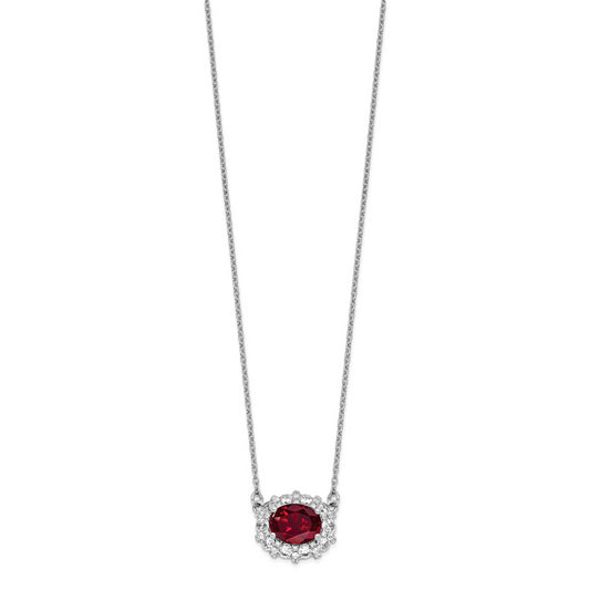 14kw 1ct Lab Grown Diamond VS/SI+ G+ & Cr Ruby Comp 18in Necklace