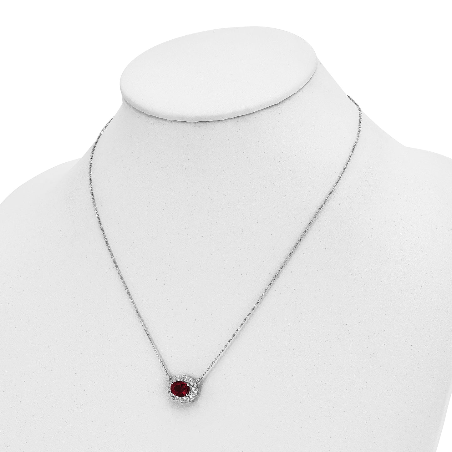 14kw 1ct Lab Grown Diamond VS/SI+ G+ & Cr Ruby Comp 18in Necklace