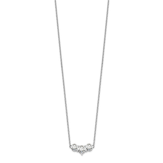 14kw 1ct Lab Grown Diamond VS/SI+ G+ Comp 18in 3 Stone Necklace