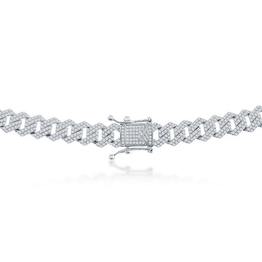 Sterling Silver, 9mm Micro Pave Monaco Bracelet