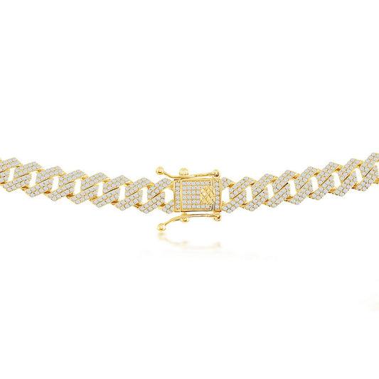 Sterling Silver 8mm Micro Pave Monaco Bracelet - Gold Plated