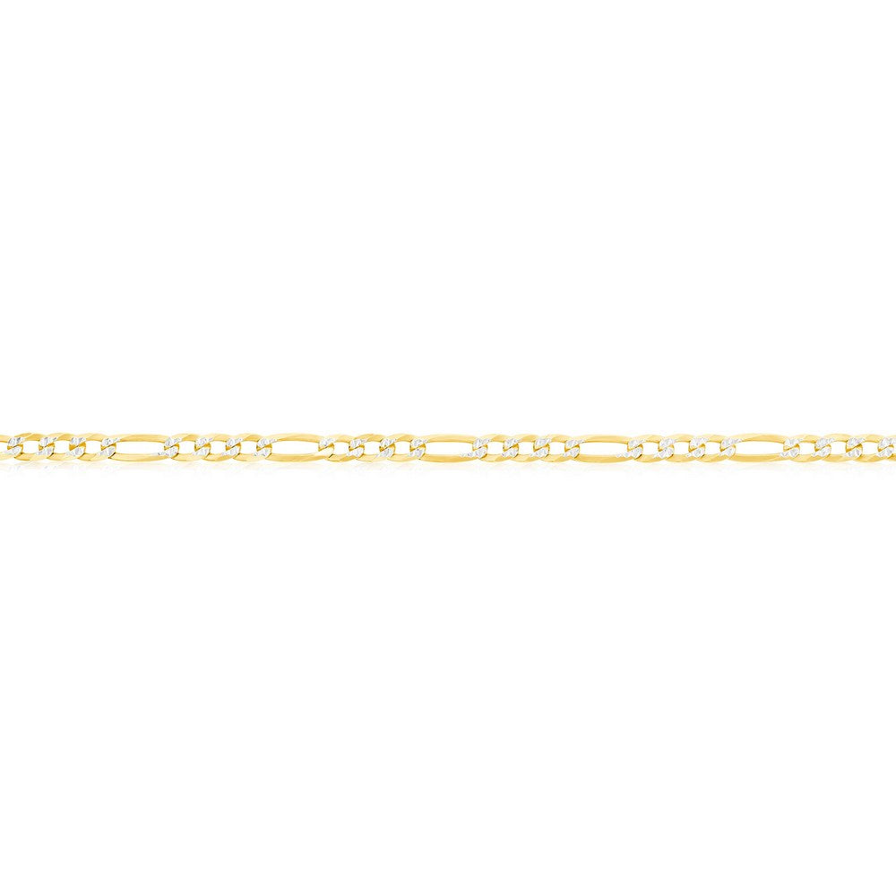 Sterling Silver, 2.5mm Pave Figaro Anklet - Gold Plated