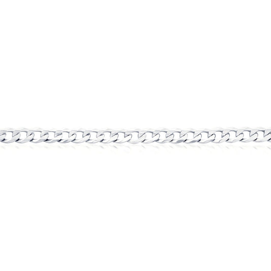 Sterling Silver, 3.5mm Cuban Anklet - Rhodium Plated