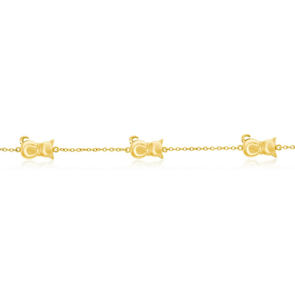 Sterling Silver Cats by the Yard Anklet - Gold Plated