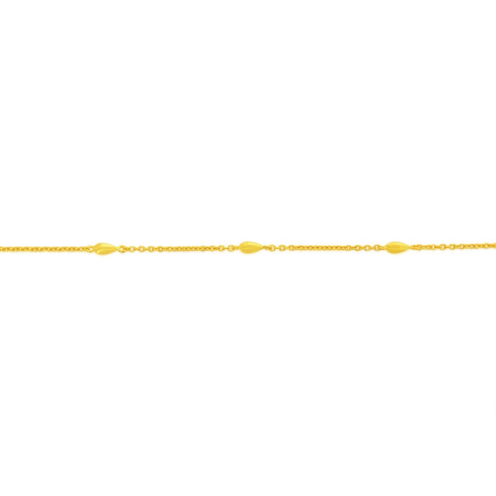 Sterling Silver, Pearshaped by the Yard Anklet - Gold Plated