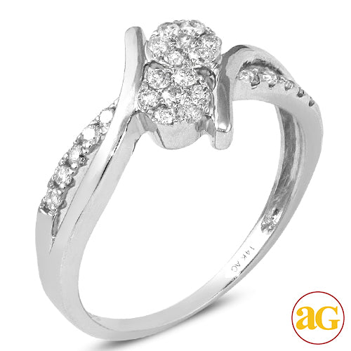 14KW 0.35CTW DIAMOND TWO STONE FLOWER RING