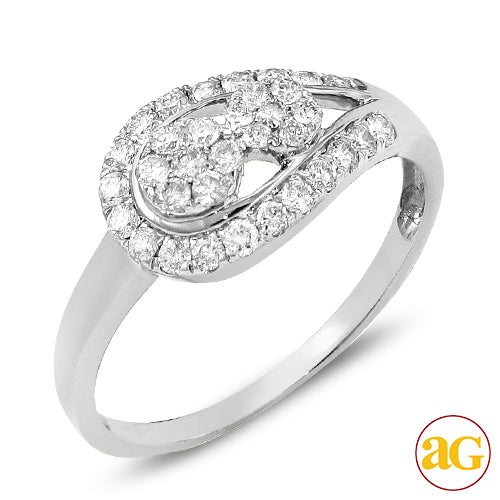 14KW 0.50CTW DIAMOND TWO STONE FLOWER RING