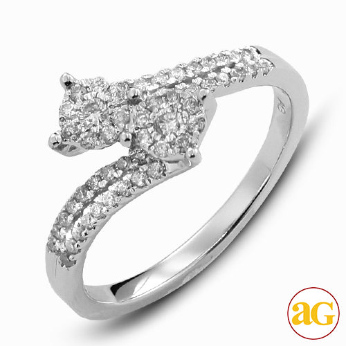 14KW 0.35CTW DIAMOND TWO STONE FLEUR RING