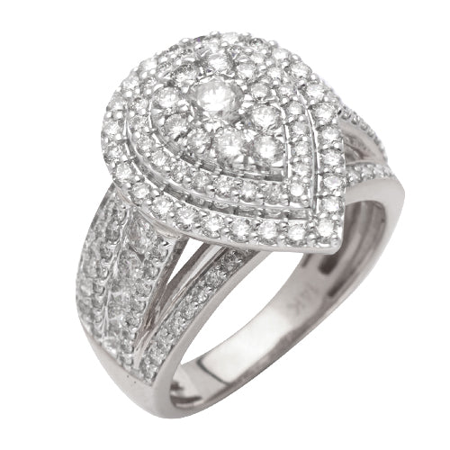 14KY 2.00CTW DIAMOND PEAR CLUSTER RING