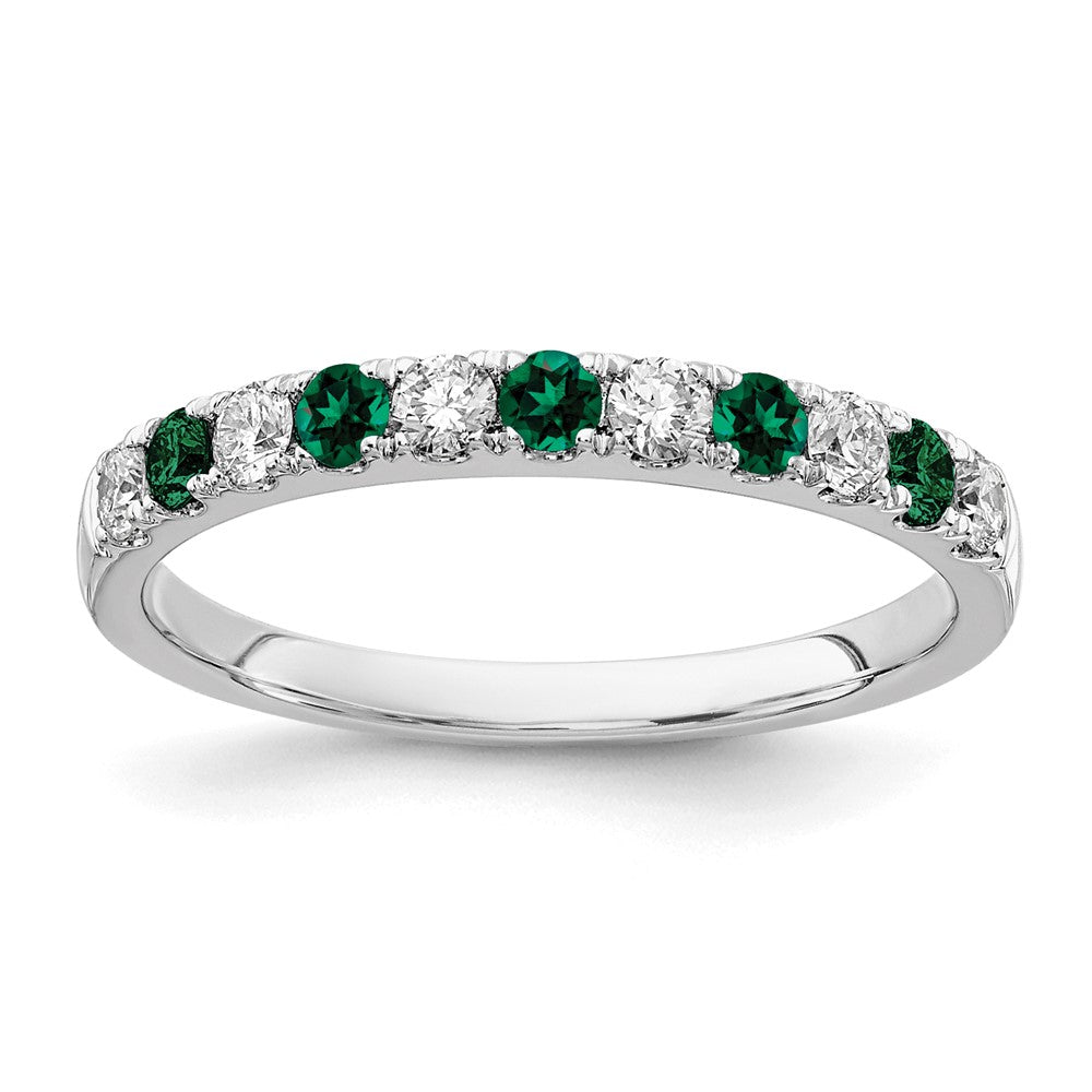 14k White Gold 1/2 ct Lab Grown Dia VS/SI+ G+ & Cr Emerald Complete Band