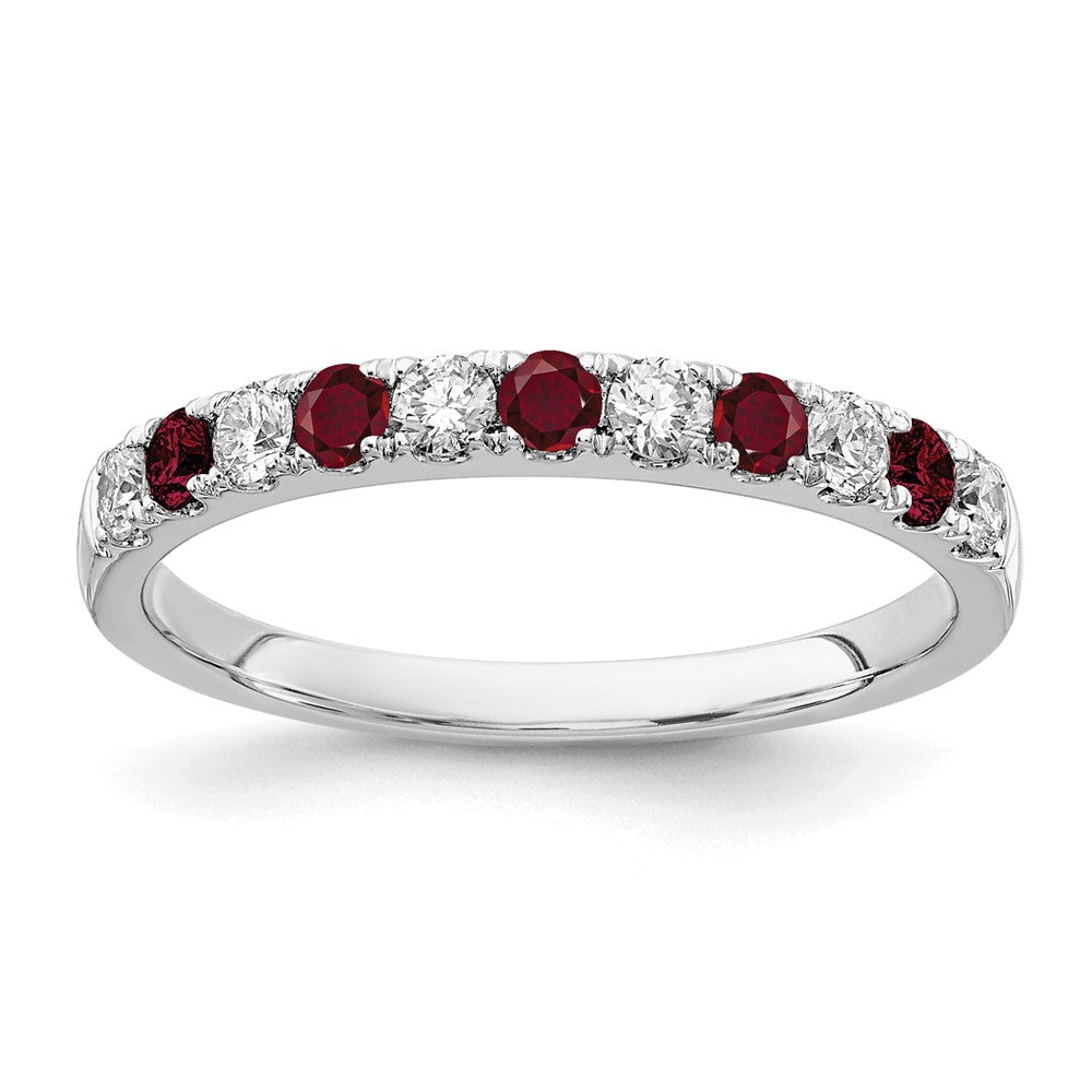 14k White Gold 1/2ct Lab Grown Diamond VS/SI+ G+ & Cr Ruby Complete Band