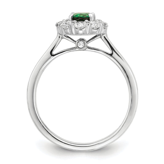 14k White Gold 5/8 ct Lab Grown Diamond VS/SI+ G+ & Cr Emerald Halo Ring