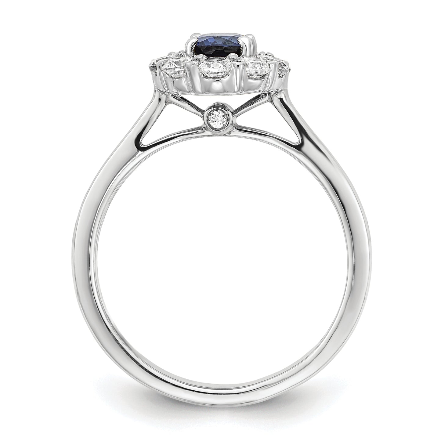 14k White Gold 5/8 ct Lab Grown Diamond VS/SI+ G+ & Cr Sapphire Halo Ring