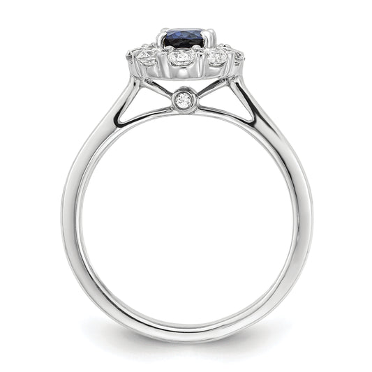 14k White Gold 5/8 ct Lab Grown Diamond VS/SI+ G+ & Cr Sapphire Halo Ring