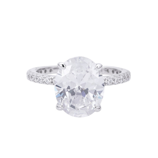 S.Silver Round 0.59 Cttw and Oval 3.06 Cttw Moissanite Designer Sz 7 Womens Ring RP