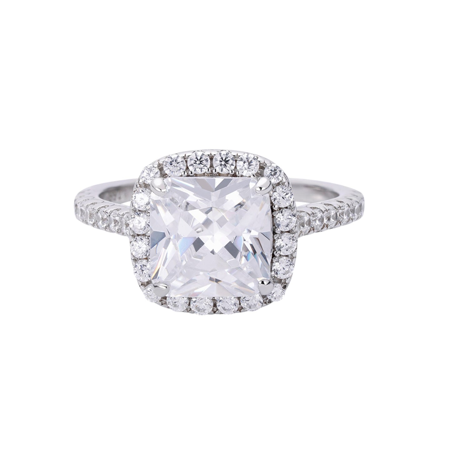 S.Silver Round 0.74 Cttw and Princess 4.04 Cttw Moissanite Designer Sz 7 Womens Ring RP