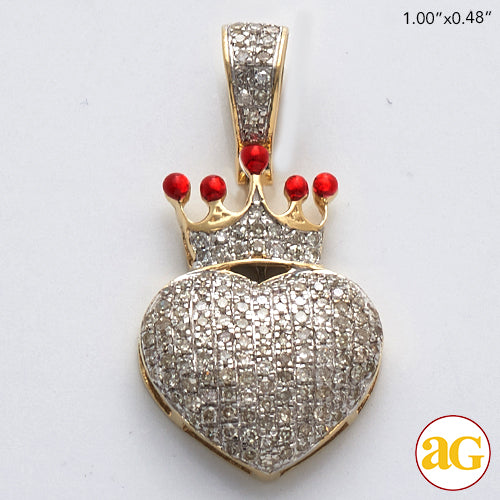 10KY 0.50CTW DIAMOND PUFFED HEART WITH CROWN