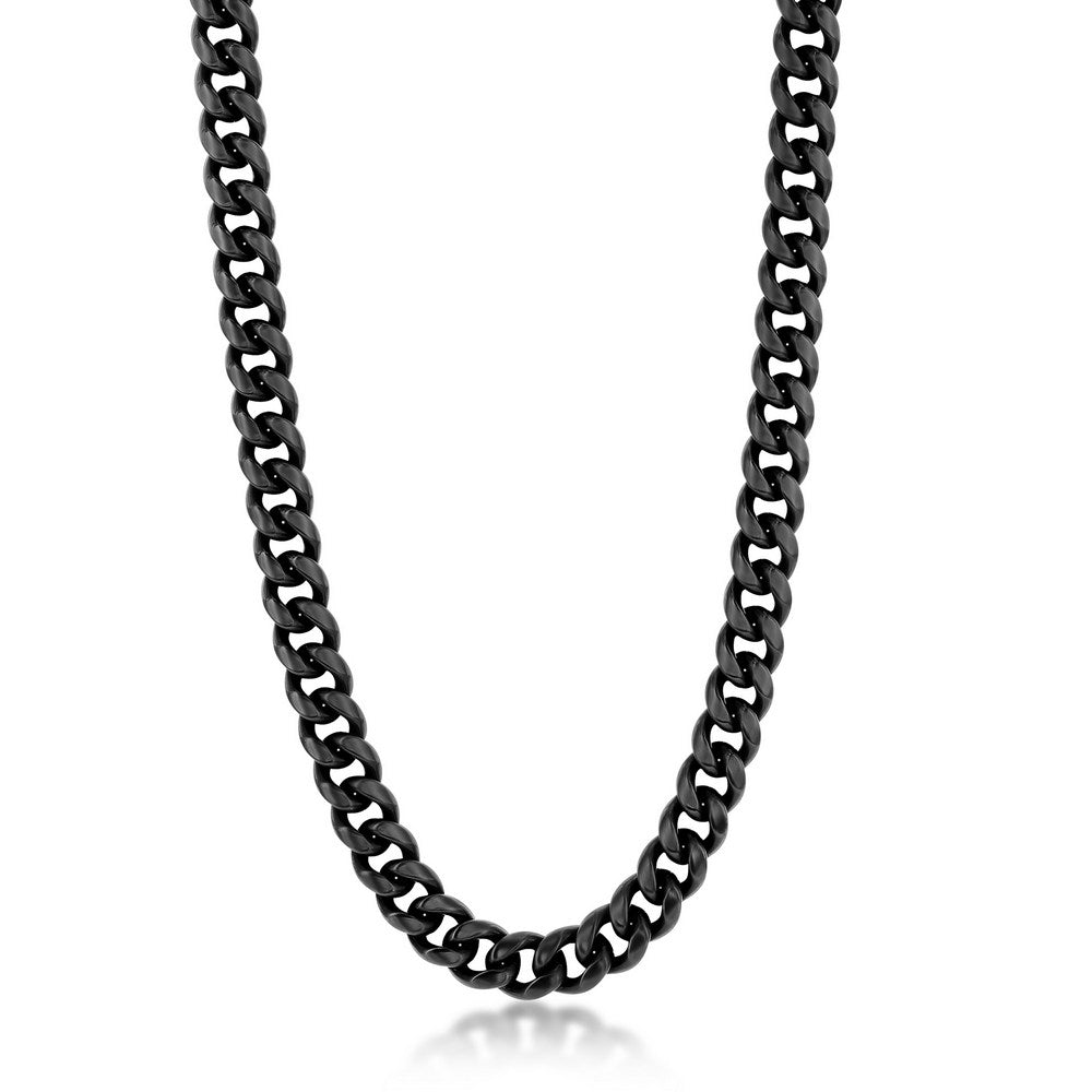 Stainless Steel 10mm Miami Cuban Chain Necklace - Matte Black IP Plated