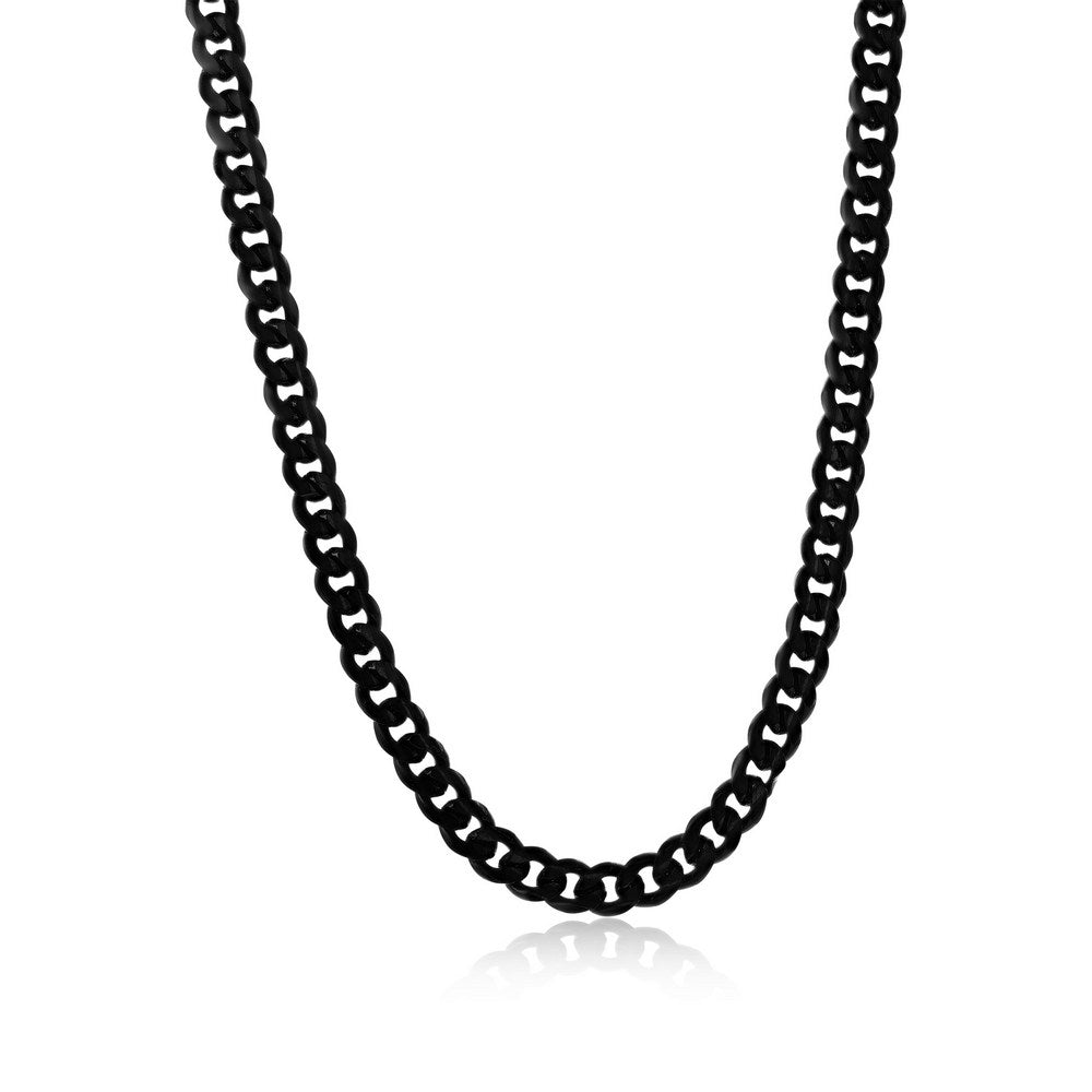 Stainless Steel, 5mm Cuban Chain - Black Plated