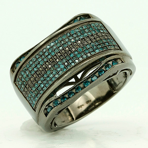 BS 1.00CTW BLACK & BLUE DIA FANCY MENS RING