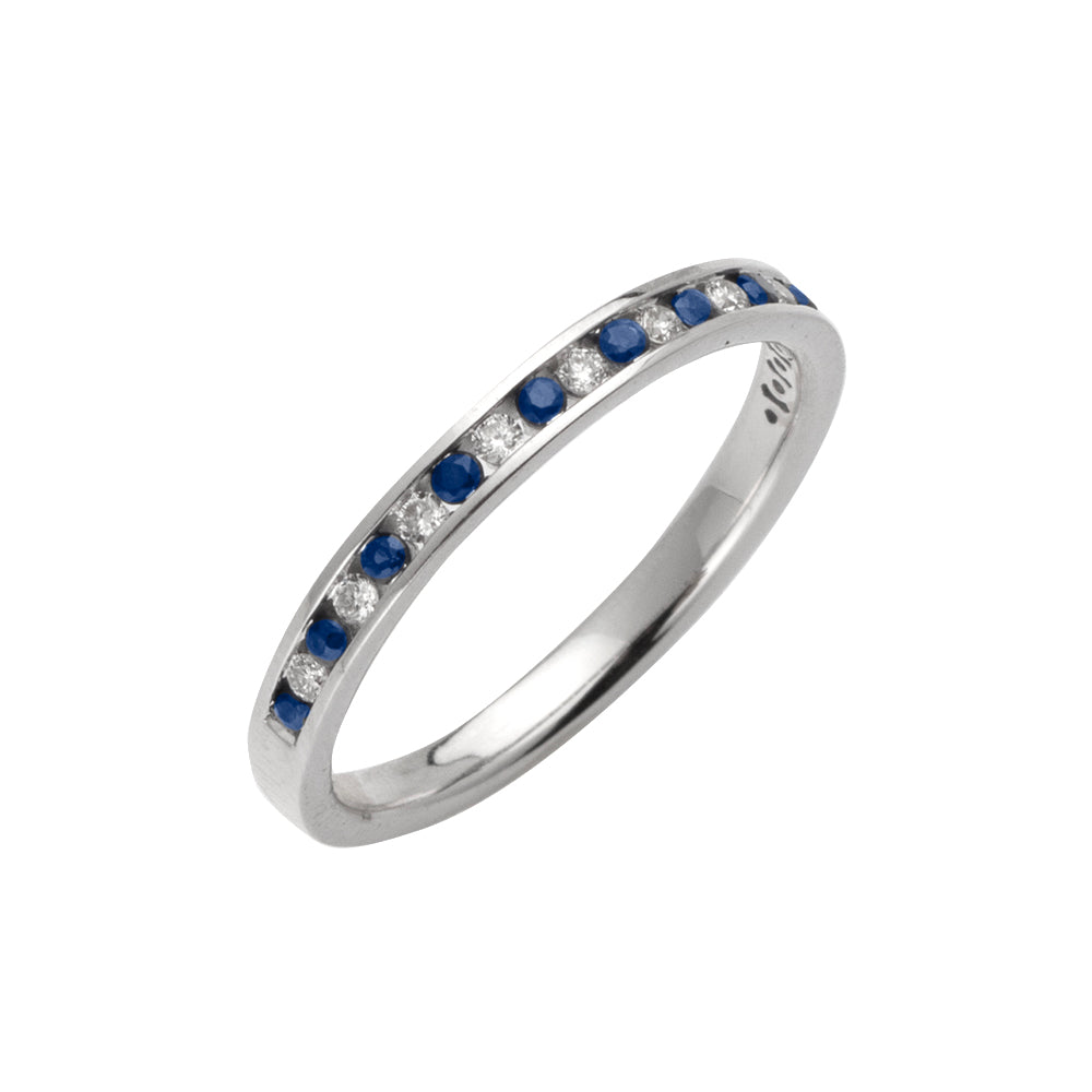 14KW 0.11CTW DIAMOND & SAPPHIRE STACKABLE RING