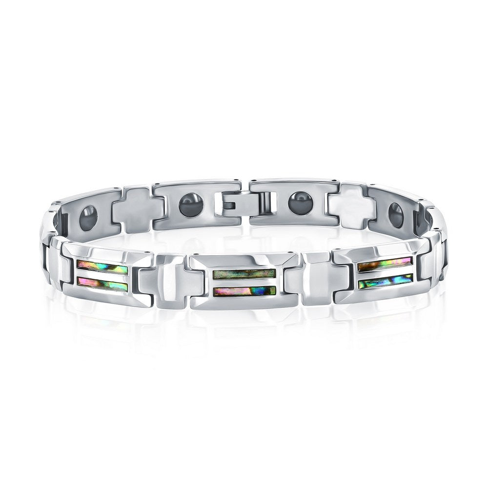 Magnetic Link Tungsten Bracelet - Genuine Abalone