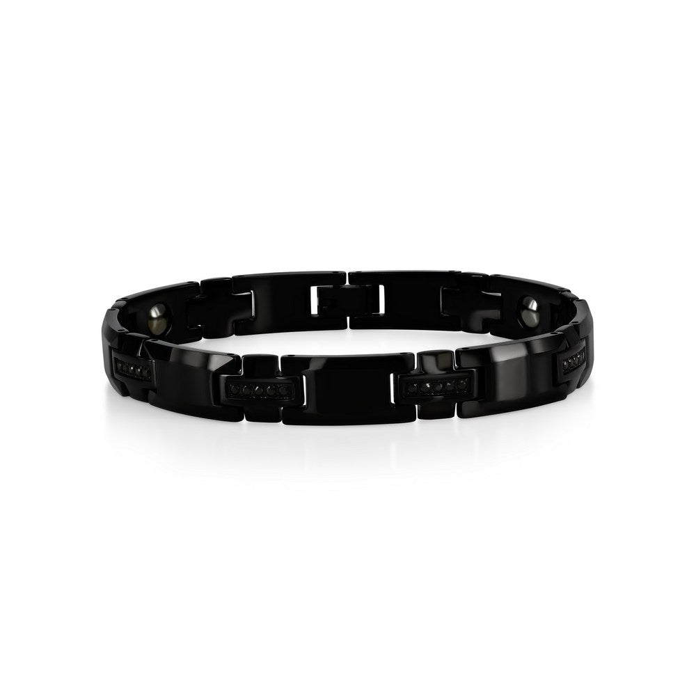 Magnetic Tungsten, CZ Bracelet - Black Plated