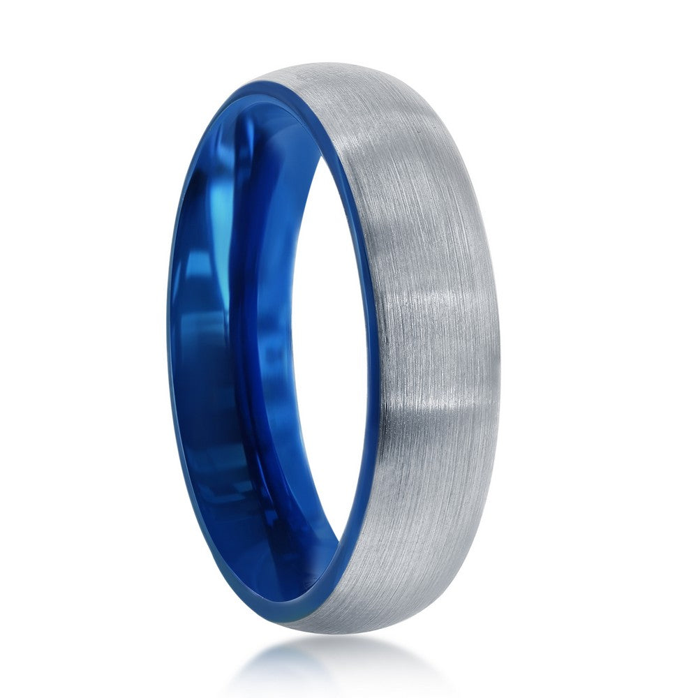 Blue & Silver 6mm Tungsten Ring