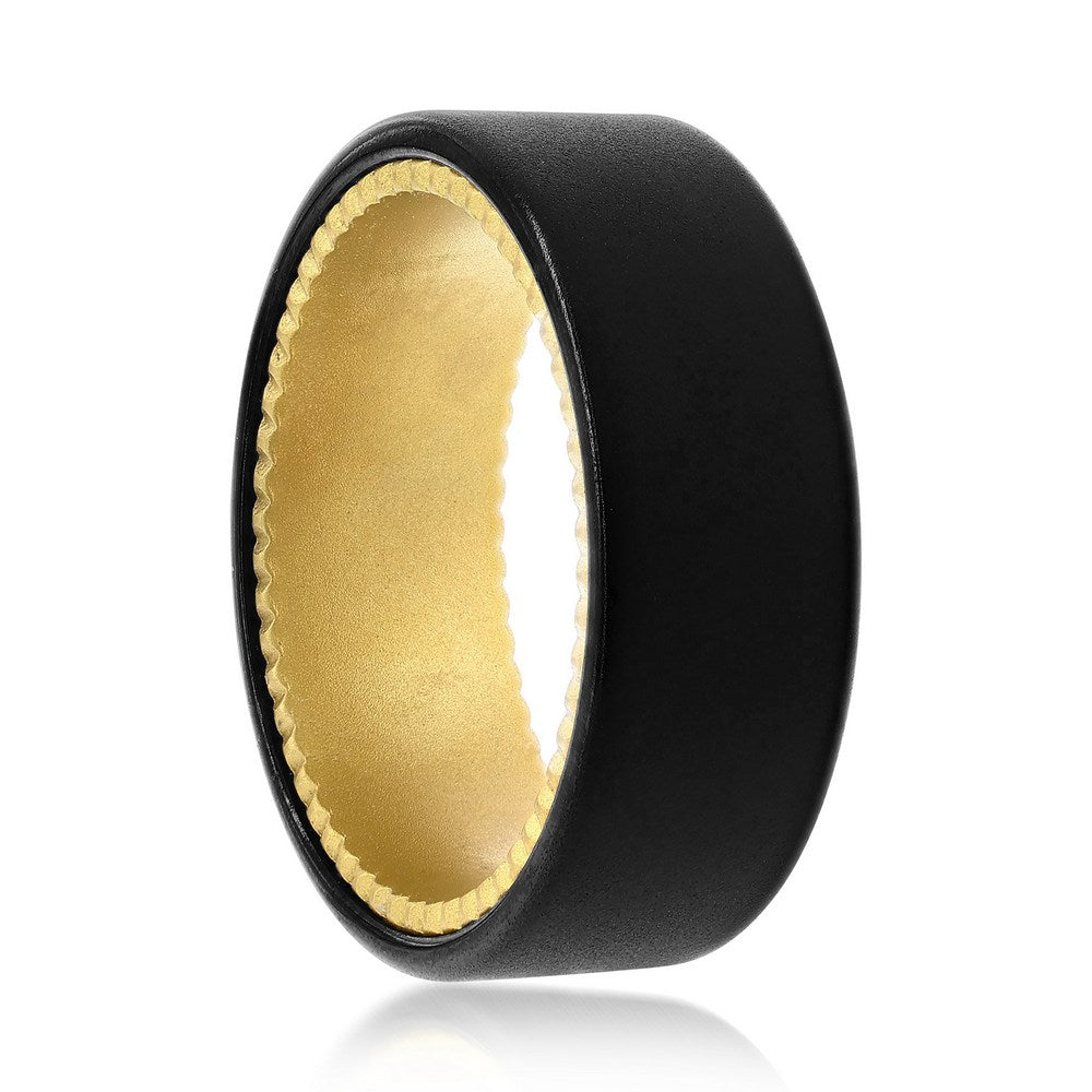 Matte Black & Gold Tungsten Ring