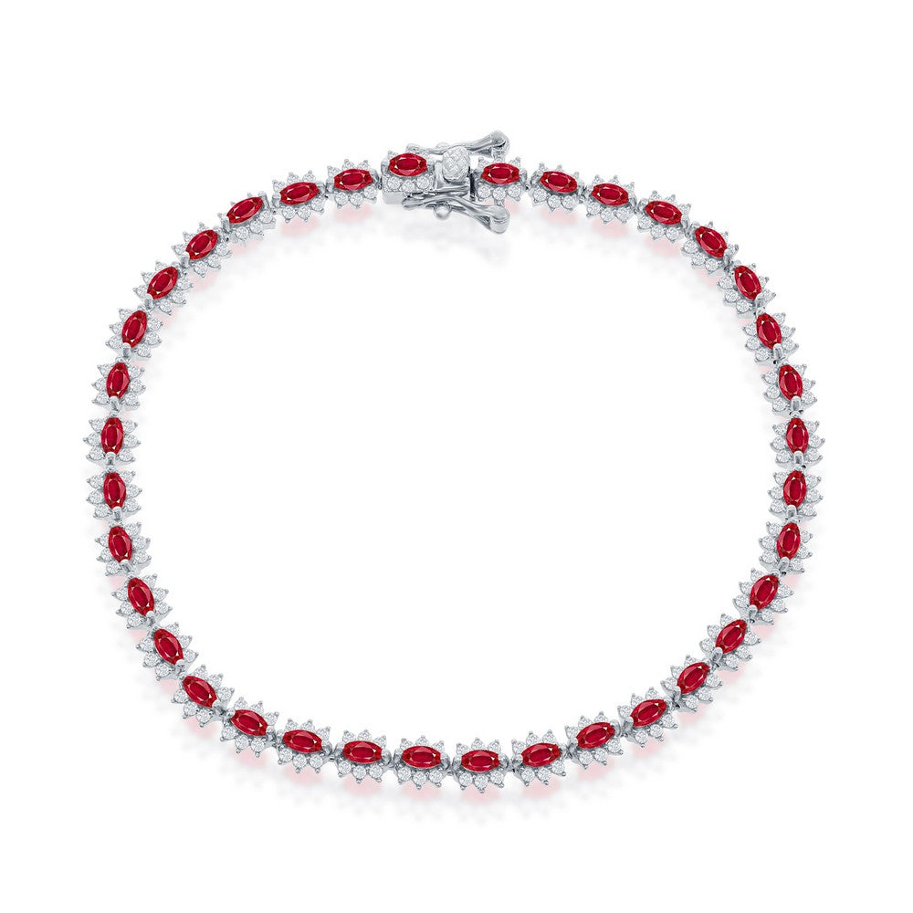 Sterling Silver, 5mm Royal CZ Tennis Bracelet - Ruby CZ