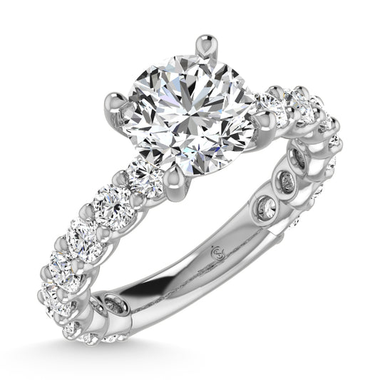 14K White Gold Lab Grown Diamond 3 1/3 Ct.Tw. Round Shape Three Forth Engagement Ring (IGI Certified Center 2CT)
