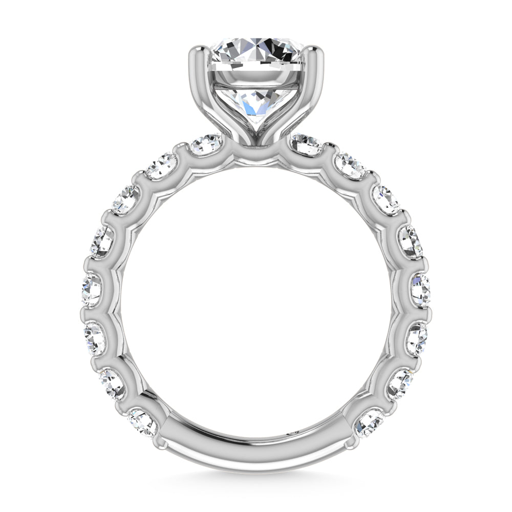 14K White Gold Lab Grown Diamond 3 1/3 Ct.Tw. Round Shape Three Forth Engagement Ring (IGI Certified Center 2CT)
