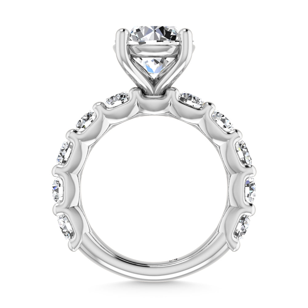 14K White Gold Lab Grown Diamond 6 1/3 Ct.Tw. Round Shape Three Forth Engagement Ring (IGI Certified Center 3CT)