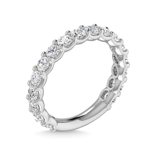 14K White Gold Lab Grown Diamond 1 3/4 Ct.Tw. Round Shape Three Forth Way wedding Band (size 6.5)