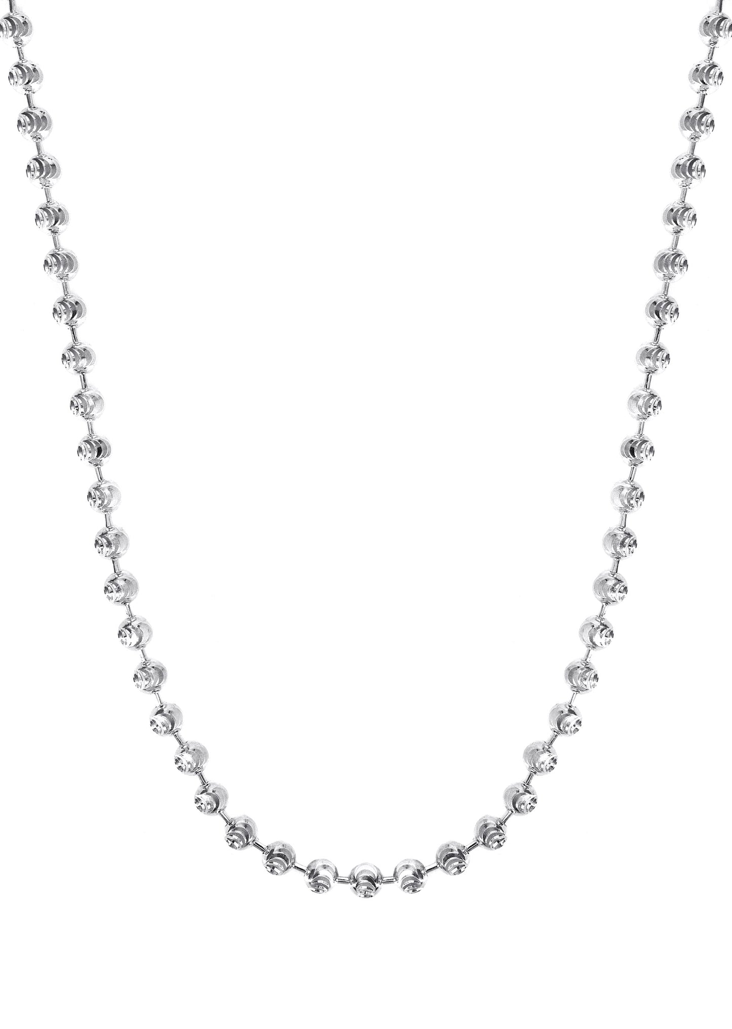 10kt White Gold Moon Cut Chain 2mm to 5mm &16' To 30' Inches