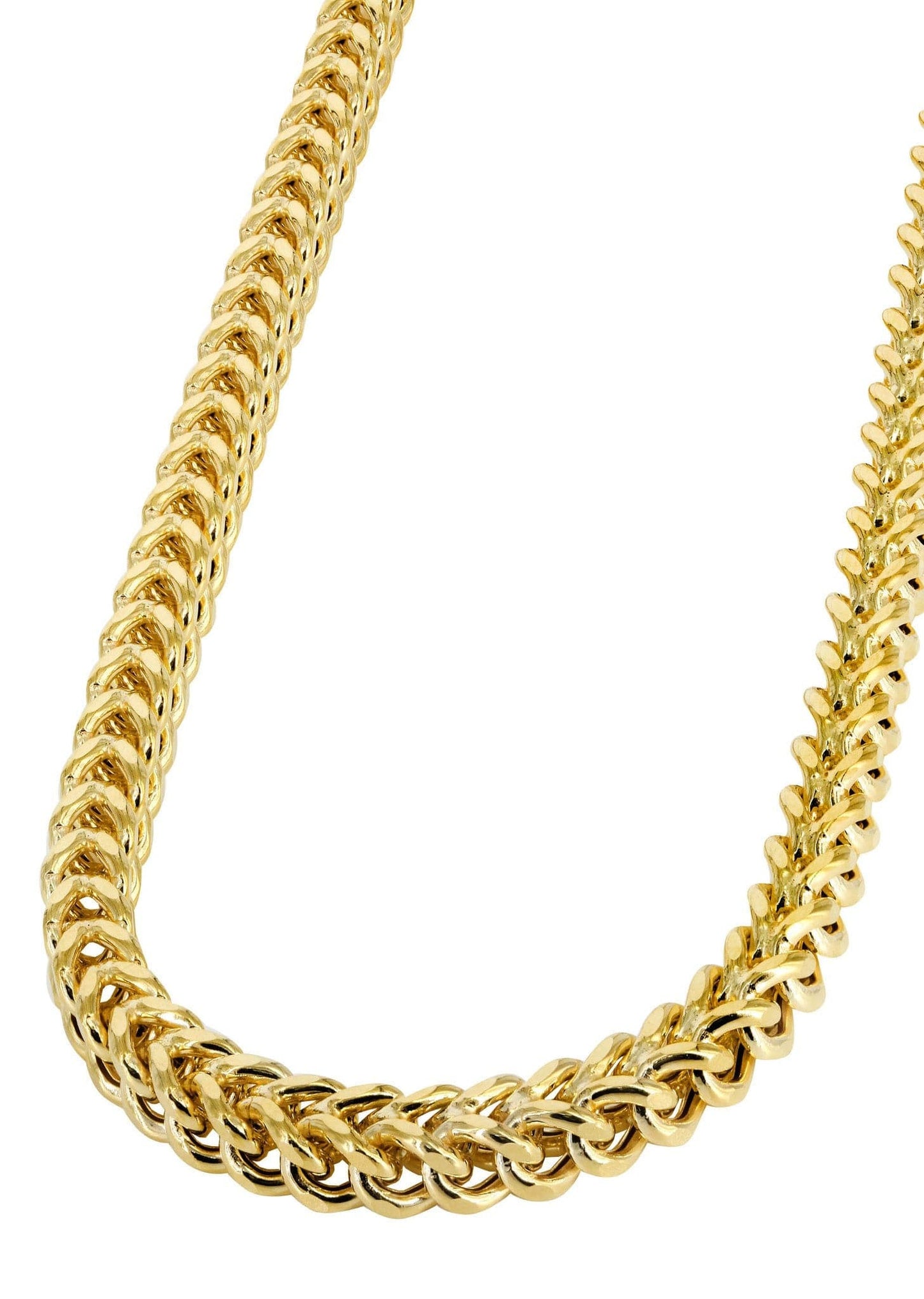 10kt Yellow Gold Hollow Franco Chain 7mm 22 To 30 Inches