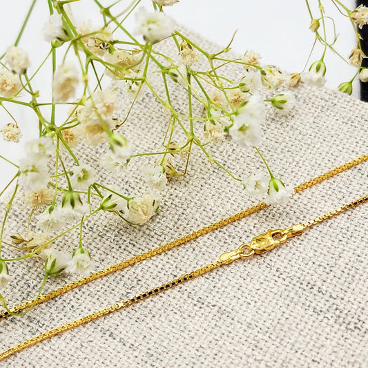 10kt Yellow Gold Box Chain 1.1mm 16 To 24 Inches